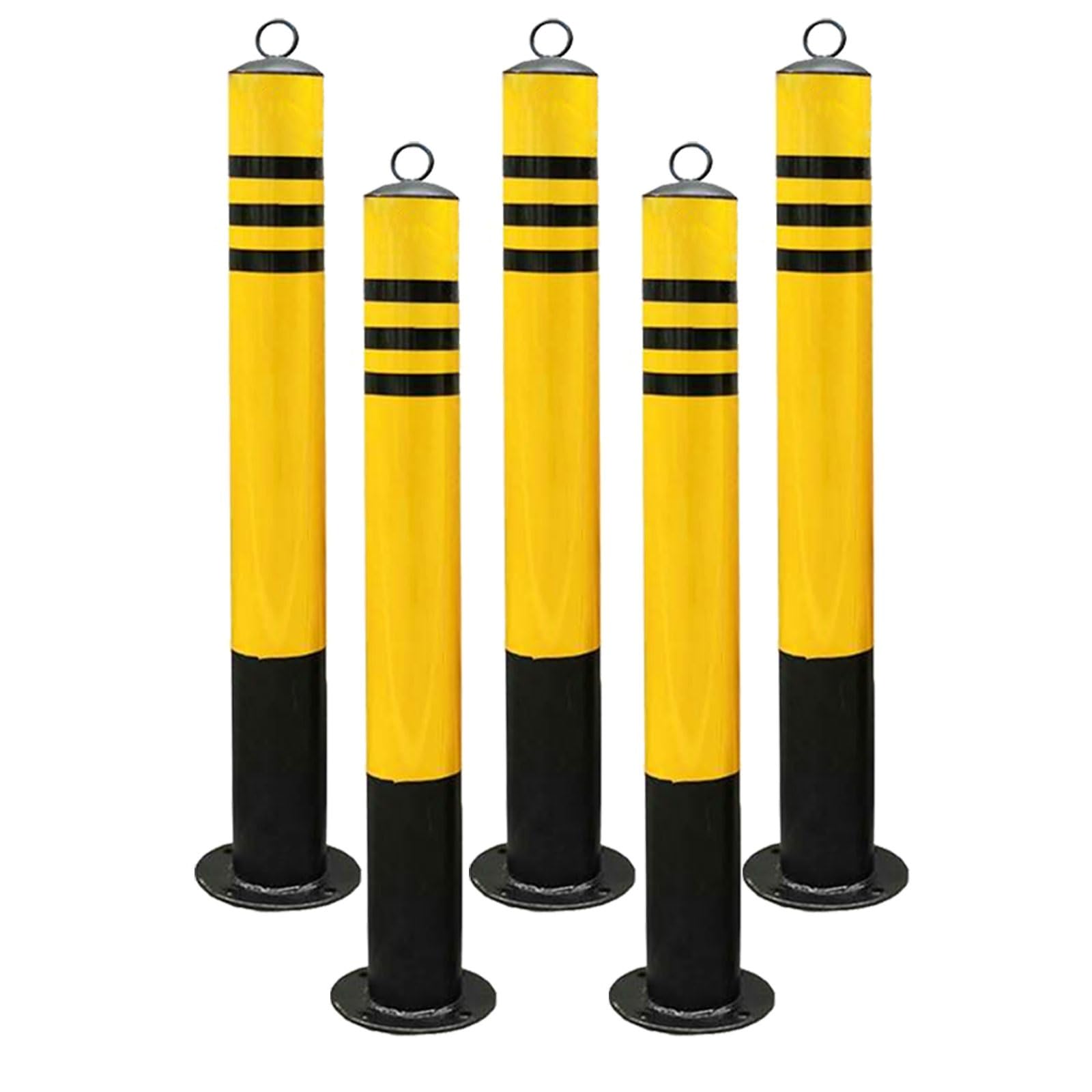 SaryEdge Heavy-Duty Safety Bollard Posts for Parking Lots and Entrances - 5 Pack Ground-Installed Parking Posts for Sidewalks and Traffic Areas,