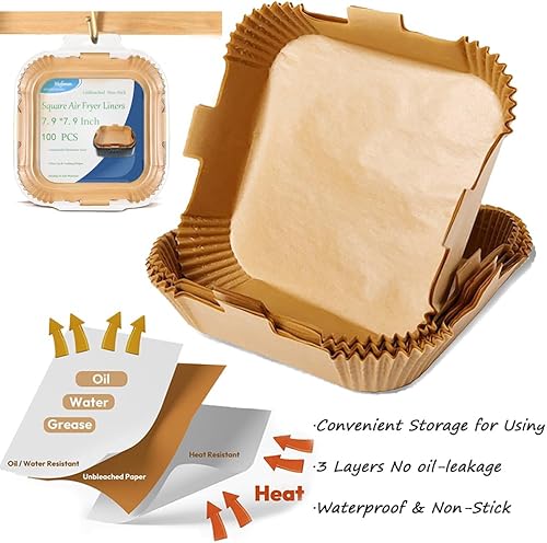 Miniatura 4 de 200 forros desechables para freidora de aire de alta calidad, 6.5 pulgadas, redondos de 6.5 pulgadas, antiadherentes e impermeables, forro de cesta