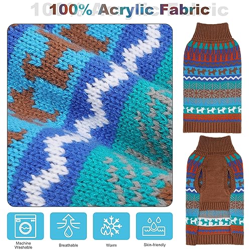 Image of Mihachi Dog Sweater - Winter Coat Apparel Clothes with Colorful Stripes for Cold Weather