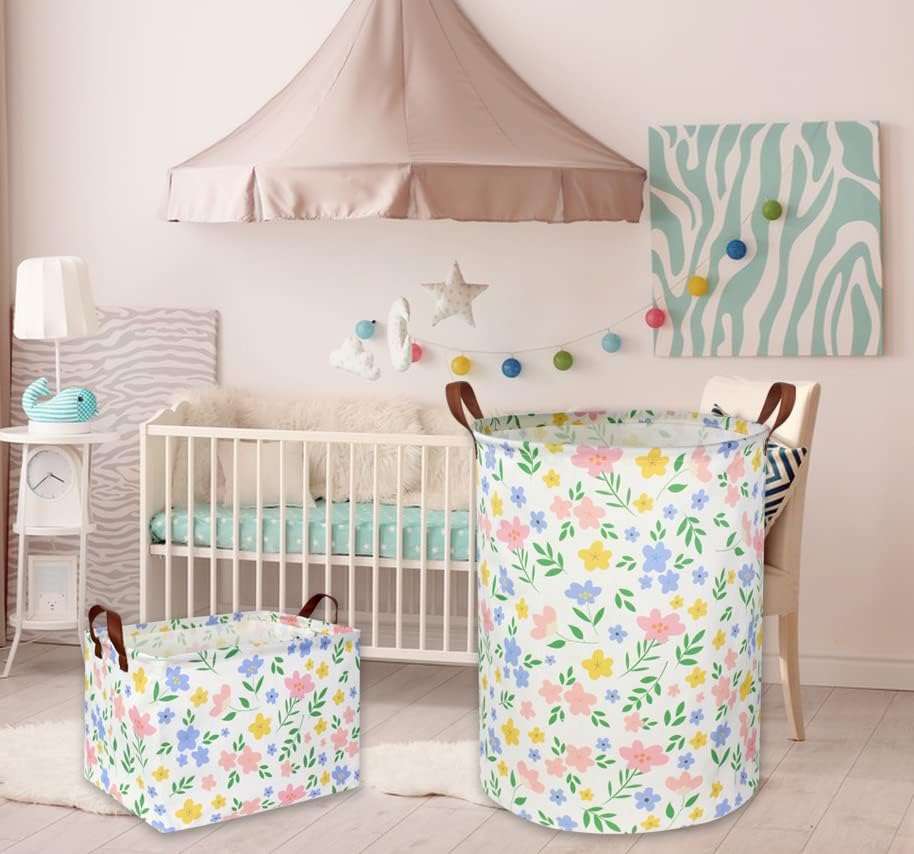 Miniatura 6 de HIYAGON Cesta de lavandería para niñas, cesta organizadora de almacenamiento de juguetes para bebé, cesta de regalo para decoración de dormitorio