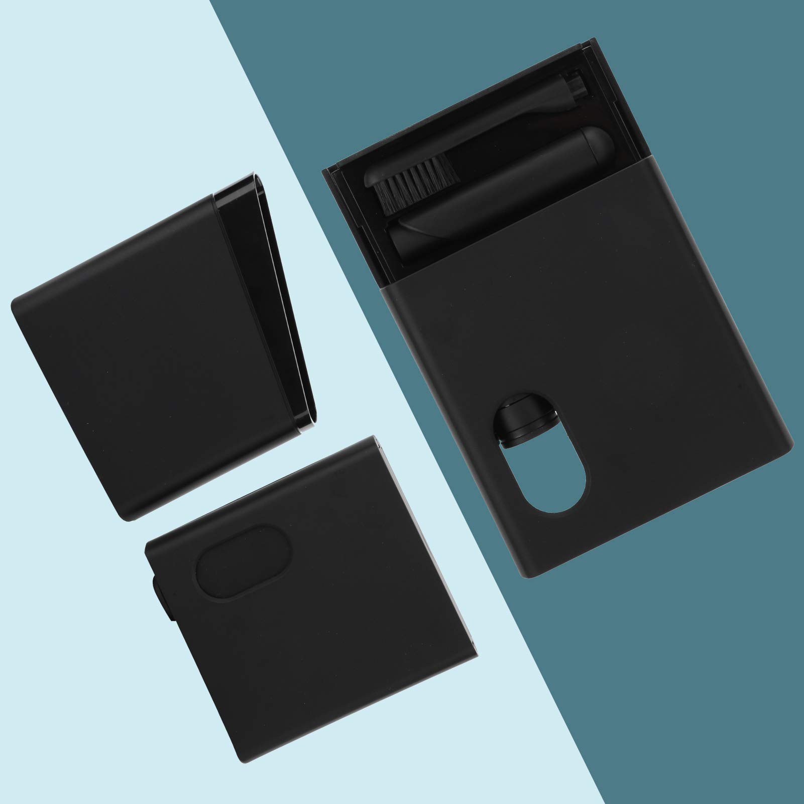 Tragbares Mundpflege-Reiseset mit Bartpflege-Organizer-Set für Herren Unterwegs, 11,3 X 9,7 X 4 Cm (schwarzes Rasierset)