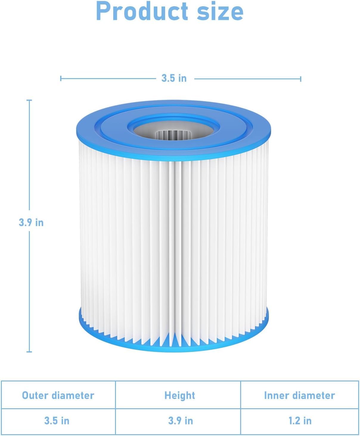 Typ H Pool Filter kartusche als Ersatz für Intex 330 GPH Filter Pumpe für Oberirdische Pools, Ersetzt Typ H 29007E, 4er-Pack