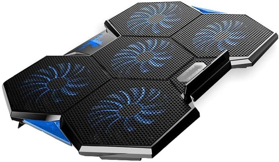 Laptop Cooling Pad, Portable Utral Slim Laptop Fan Cooler Pad with Quite Fans, LED Lights, Shield Holders (Black-2 Fans)