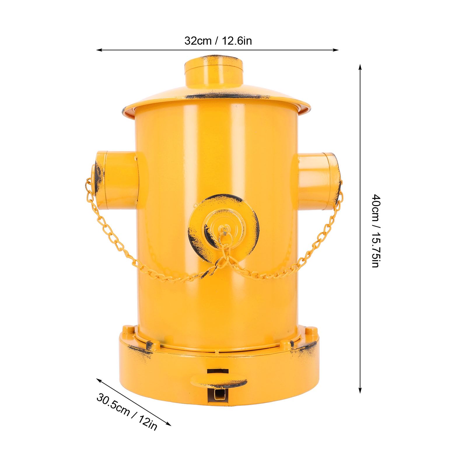 Poubelle de Bouche D'incendie Décorative Rétro en Fer de Style Industriel, Poubelles Intérieures et Extérieures en Fer avec Seau à Pédale pour Jardin, Maison, Cuisine (yellow)