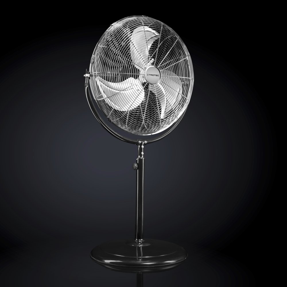 TROTEC Ventilatore a piantana TVM 18 S – grande, 100w, angolo di inclinazione 110°, 3 livelli, Ø 45 cm, metallo