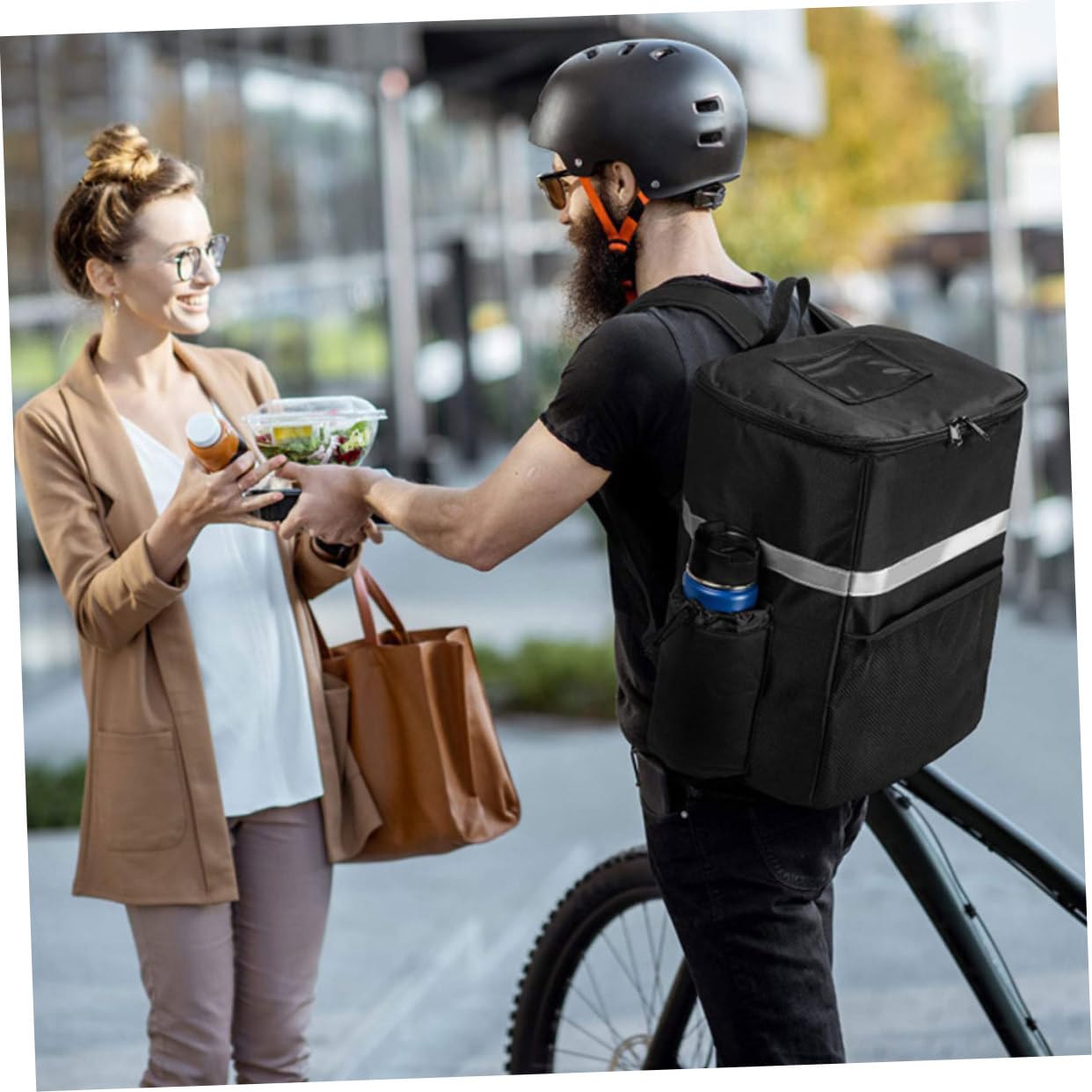 Isolierte Thermotasche mit Großer Kapazität und Gepolstert für Takeaway Picknick BBQ und Outdoor Verstellbarer Schultergurt Fronttasche für Handy und Snacks