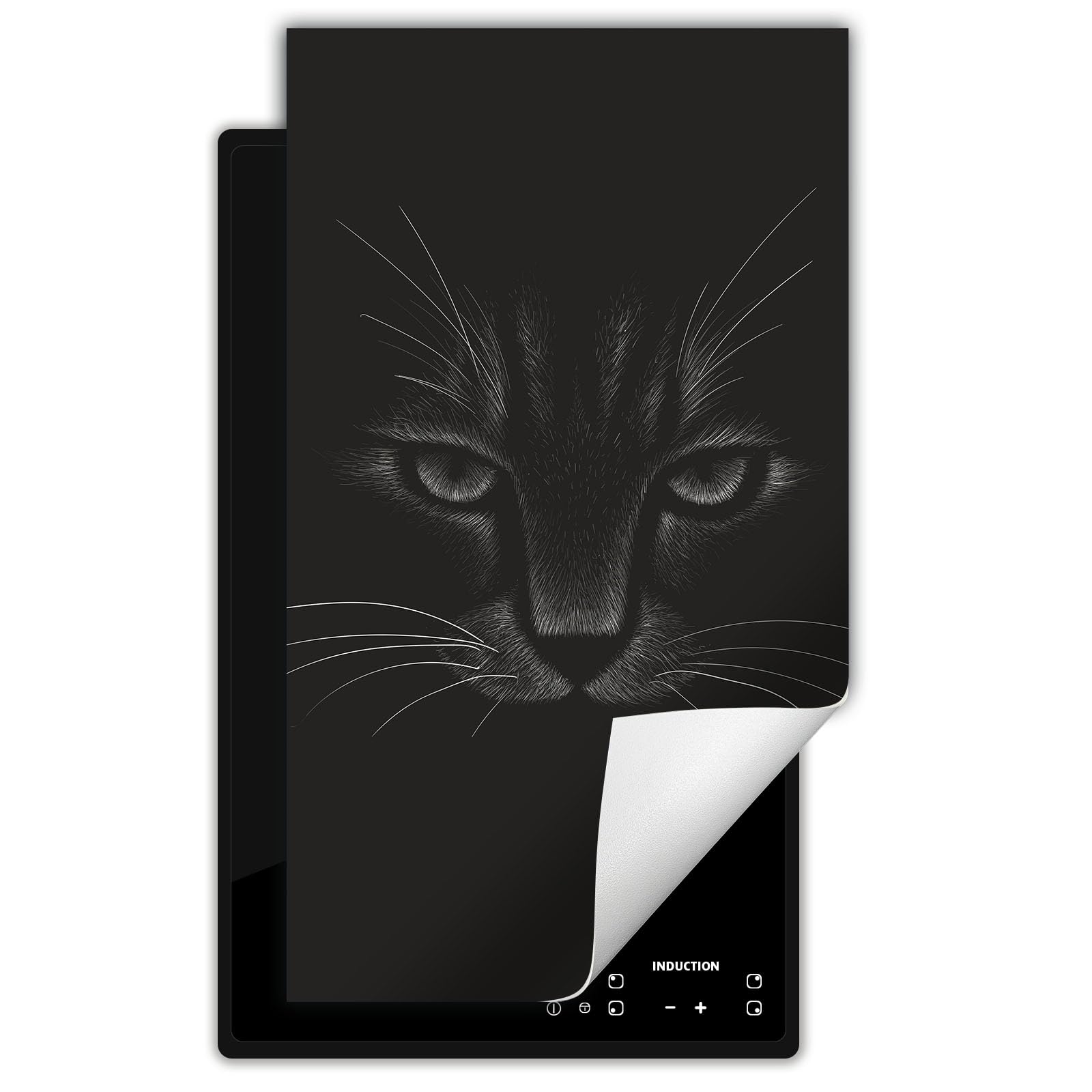 Copertura Tappetino Piano Induzione 30x52 cm Cucina Coprifornelli Protezione per Piano Induzione - nero - gatto