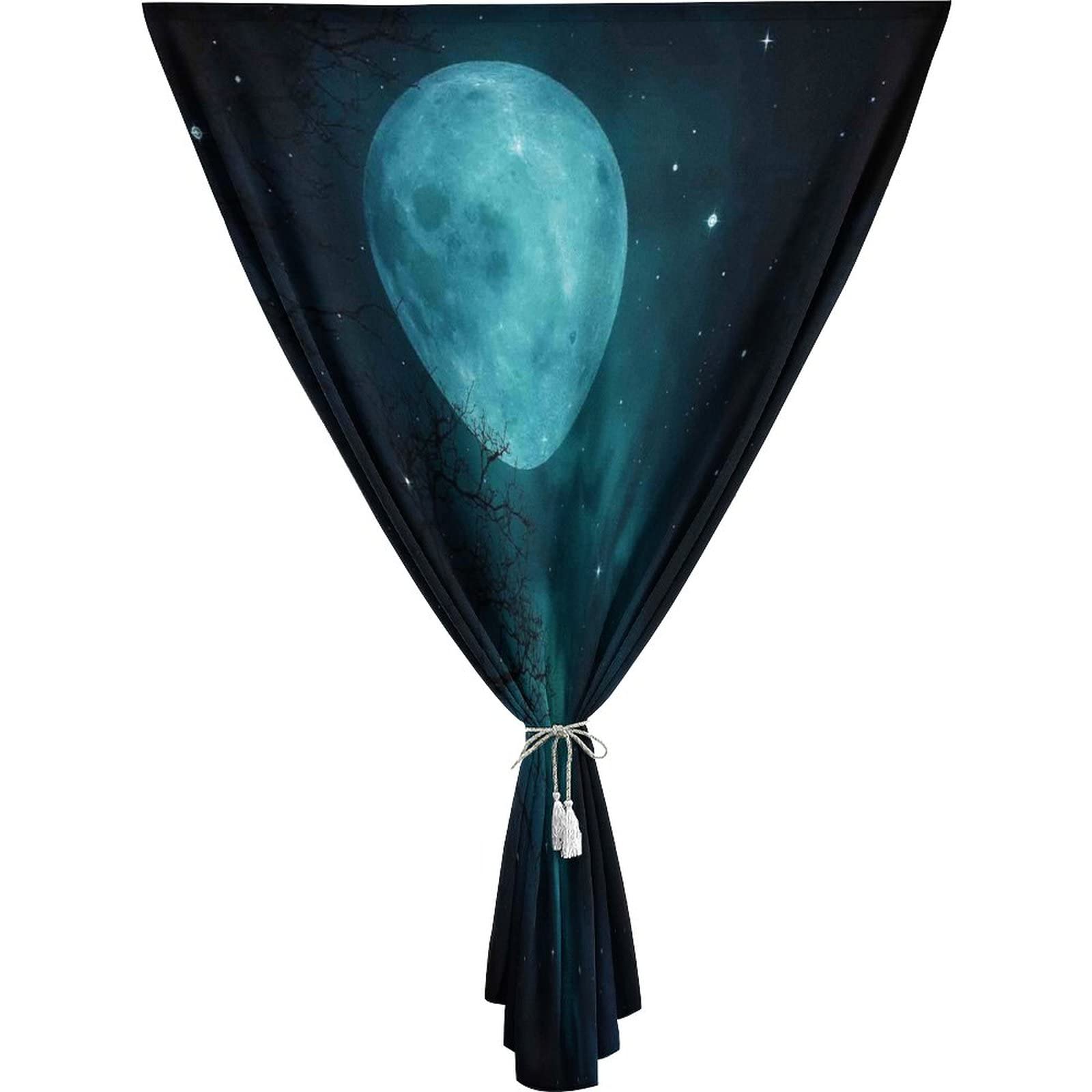 Anywhere Portable Blackout Curtain, Space Door Window Curtains, Moon on Starry Sky Universe Cosmos Space Themed Print Bedroom Blackout Curtains,24W x68L Inches, for Kitchen Bathroom Living Room