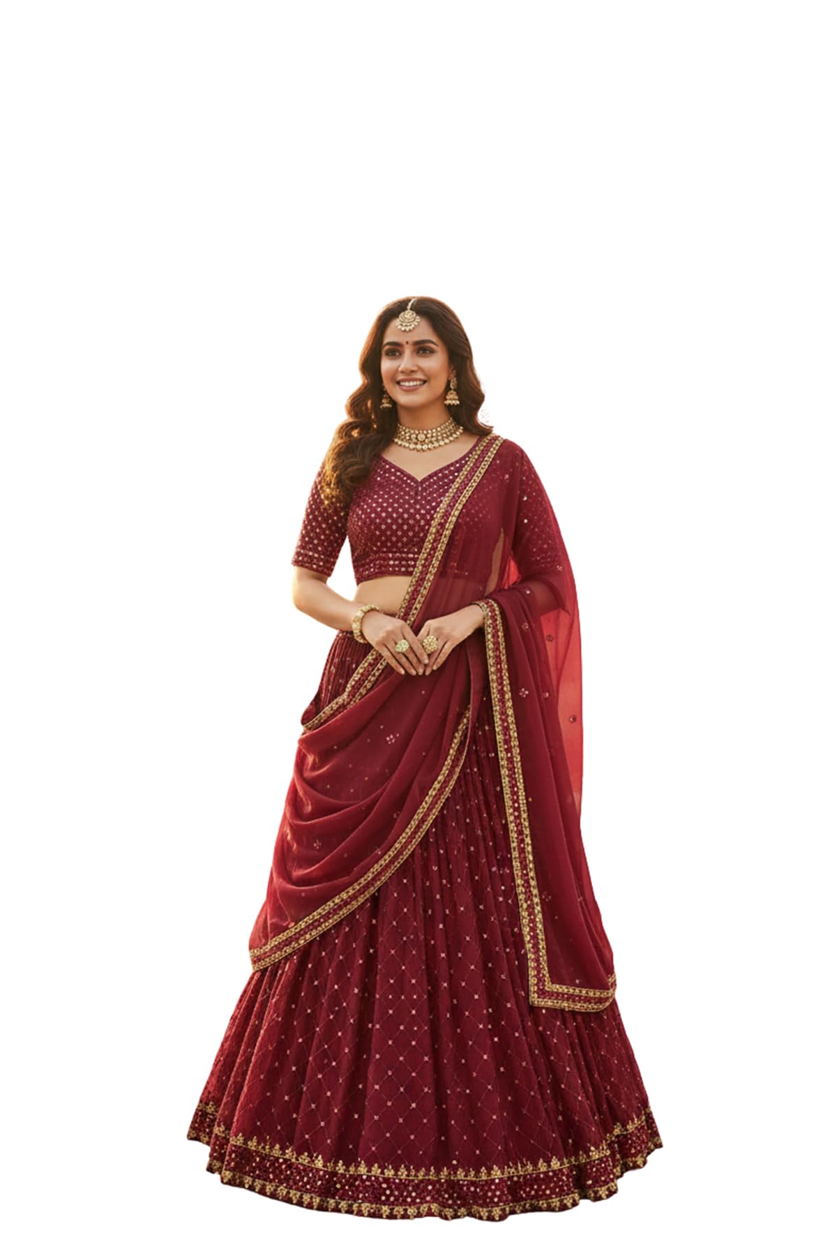 WOMEN'S Georgette Premium Designer Lehenga for Women – Heavy Work Wedding Collection (SF201345 Light Blue free-size)-image-34