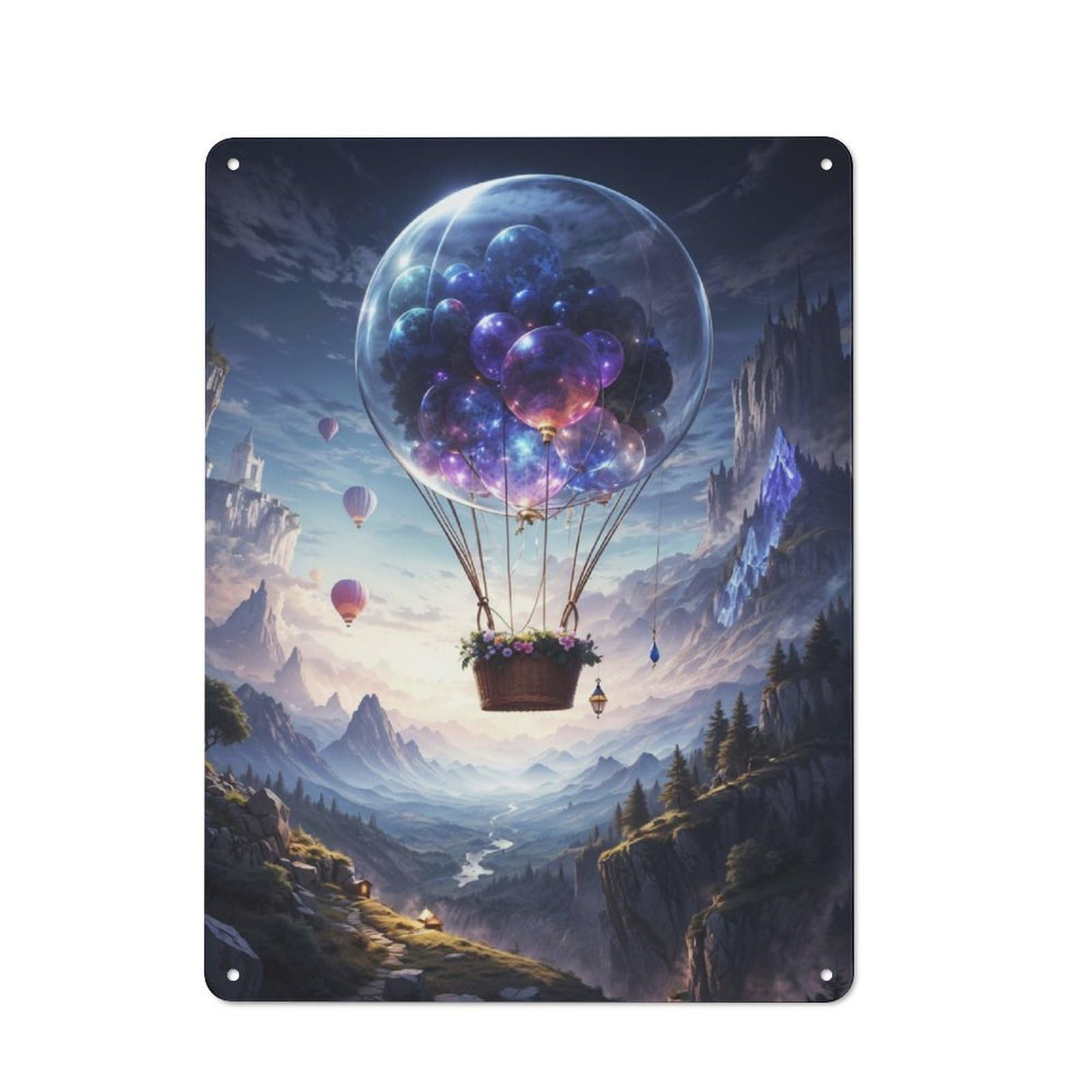 Junmoney Aloft In The Valley Tin Wall Plaque 40X30cm With For Guest Room Or Hallway, For Home Office, Studio And Craft Room Walls