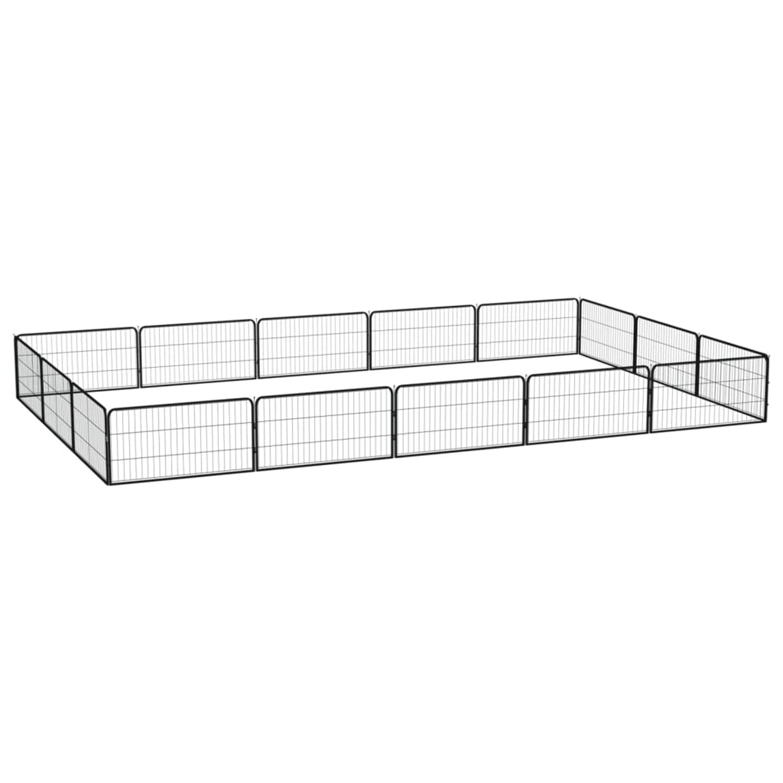Box Cani 16 Pannelli Nero 100x50 cm Acciaio Verniciato Polvere,Articoli per animali,Animali domestici - Articoli,Articoli per cani,Cucce e recinti per cani(SPU:3115969)