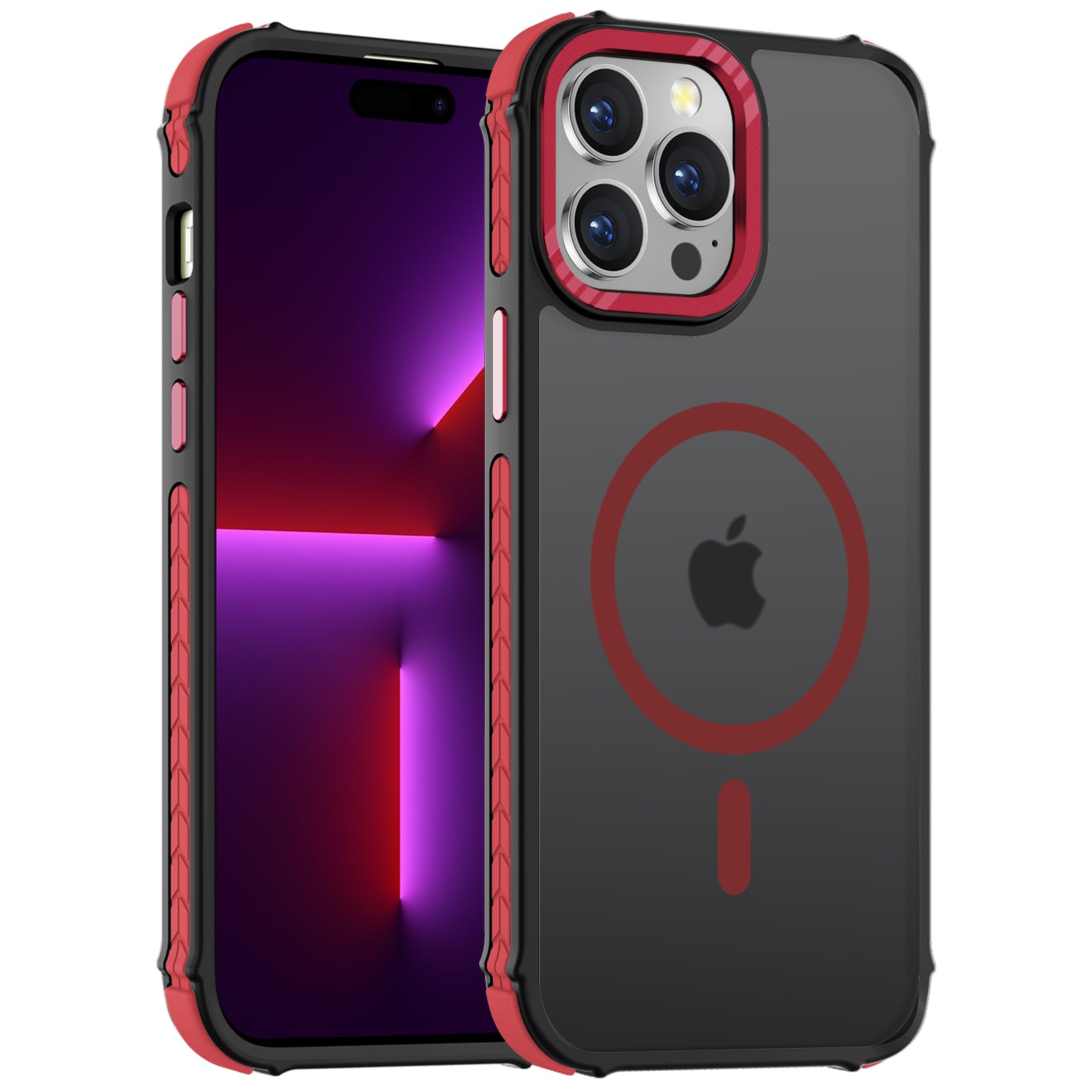 DEERLAMN Funda Magnética Fuerte Para IPhone 15 Pro De 6.1 Pulgadas, [compatible Con Magsafe] Translúcida Mate, Delgada, A Prueba De Golpes, Funda Protectora Para Mujeres Y Hombres, Color Rojo Bosque