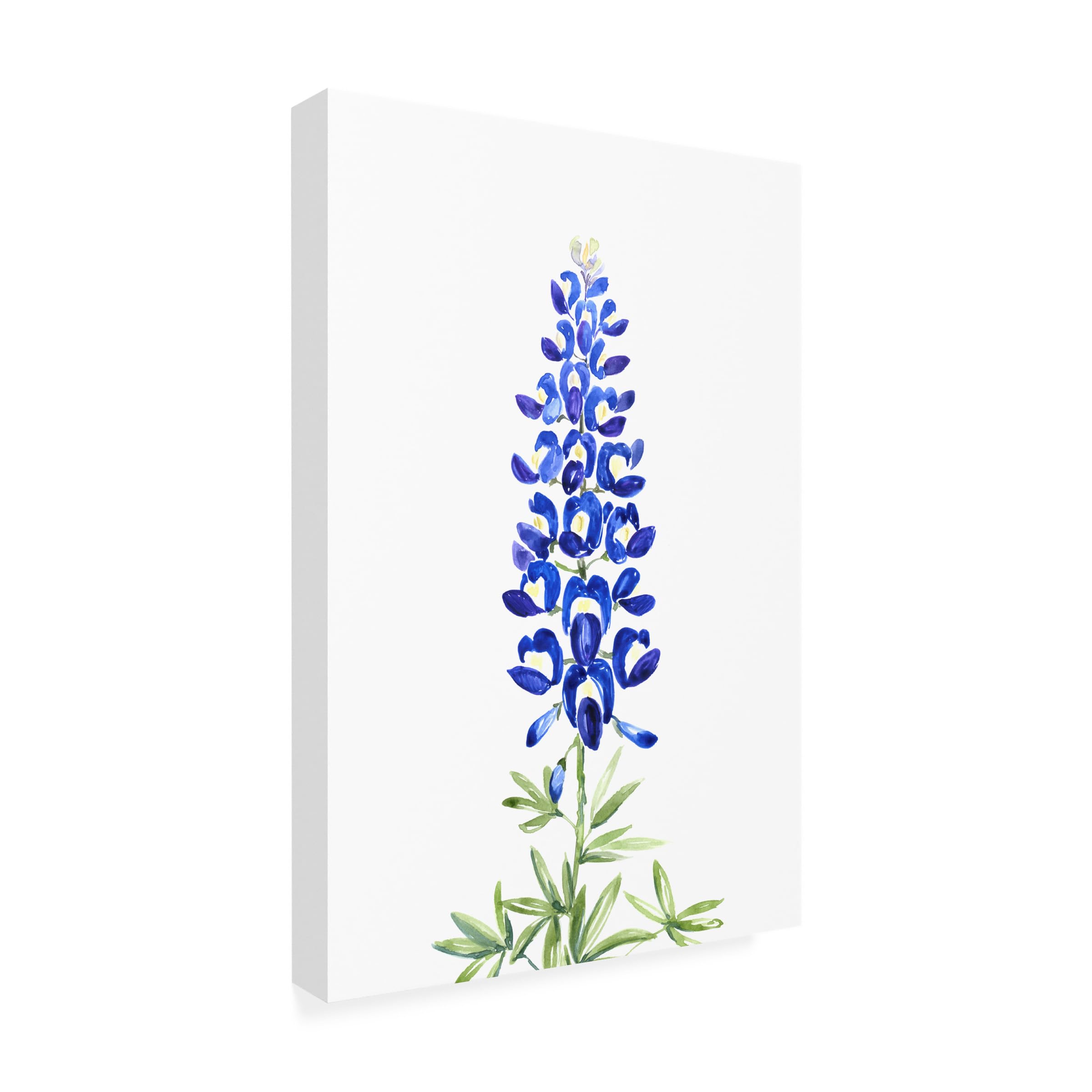 Trademark Fine Art Canvas Wall Art - blursbyai Watercolor Texas Bluebonnet Wall Art for Living Room Bedroom or