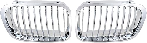 ANZIO Capó Delantero Riñón LH RH Parrilla Rejilla Reemplazo OEM Para 1998-2001 BMW E46 4 Puerta Sedan 320i 323i 325i 328i 330i - Cromo