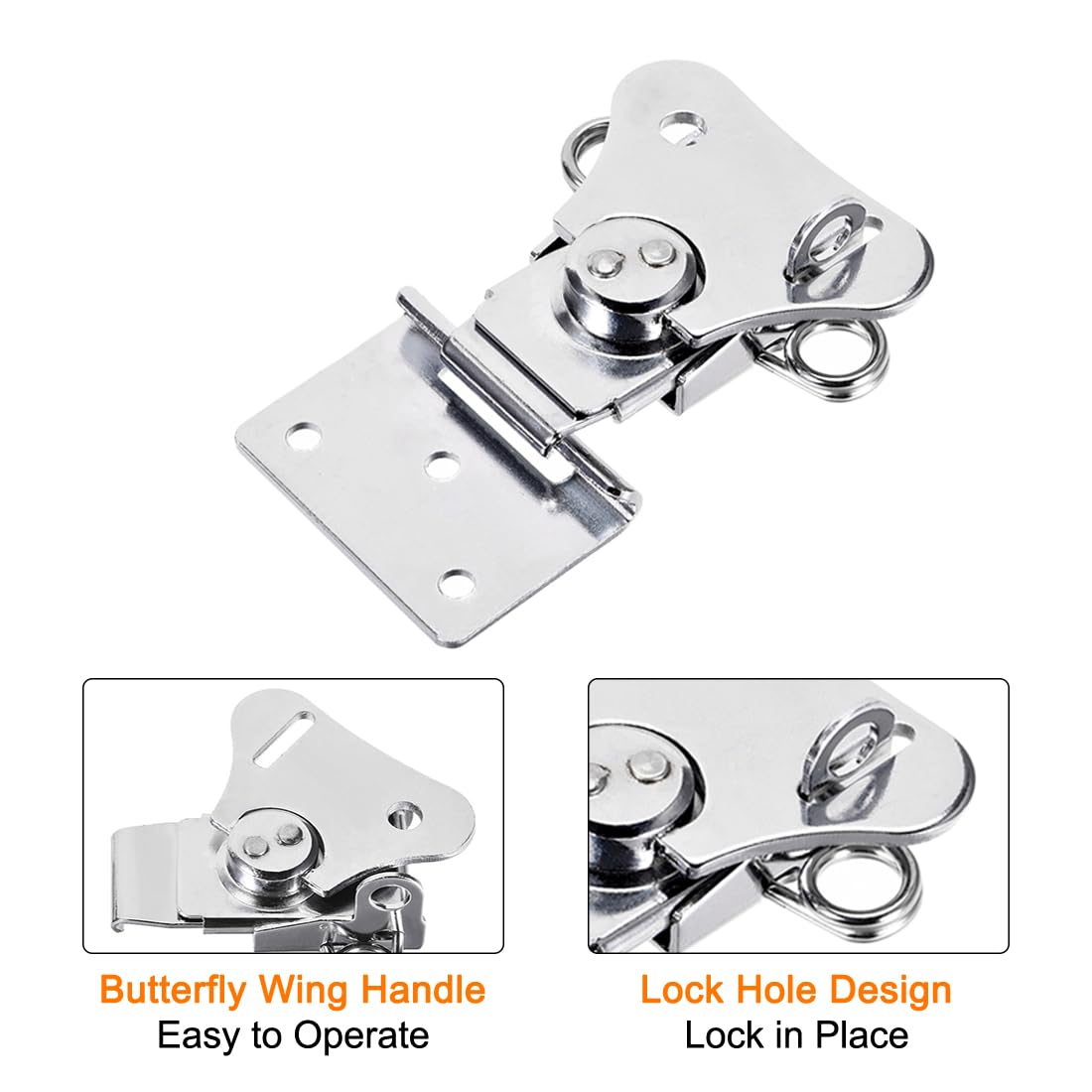 PATIKIL Spring Loaded Small Butterfly Twist Latch 2"x1.5", 4 Pack Steel Twist Latch And Keeper Toggle Clamp Metal Hardware For Case Box Chest Closure, Black - View #2