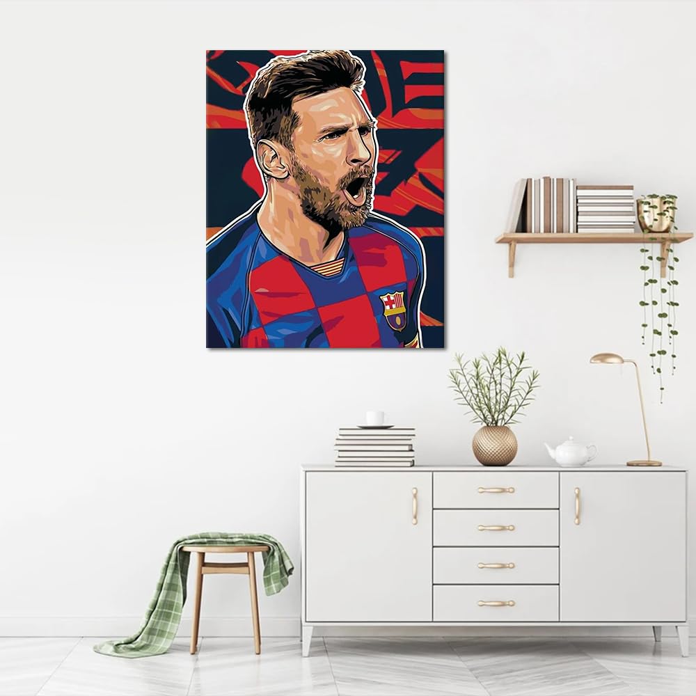 Kit Pintar Por Números - Fútbol, Lienzo 20x16 Pulgadas, Con Pinceles Y Pinturas Acrílicas, Para Adultos Y Niños