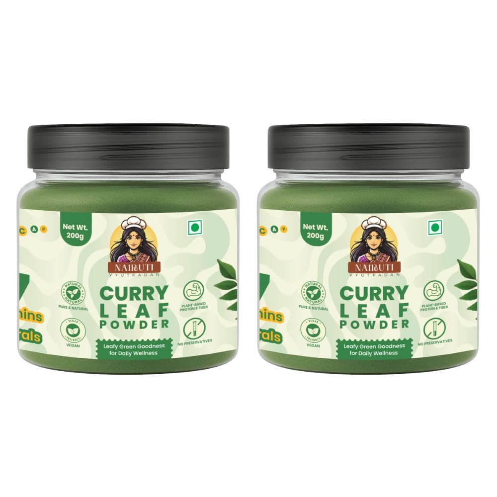 Nairuti Vyutpadan Curry Leaf Powder 200g x 2 | Pure Kari Patta Powder | Karivepaku Podi | Rich in Nutrients & Antioxidants | Supports Digestion, Hair Growth & Healthy Sugar Level