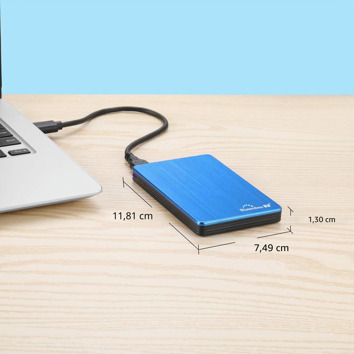 Disco Duro Externo 2.5" USB3.0 Almacenamiento De Disco Duro Portátil Ultrafino Compatible con Mac, PC, Laptop, MacBook,(Azul, 500, GB)