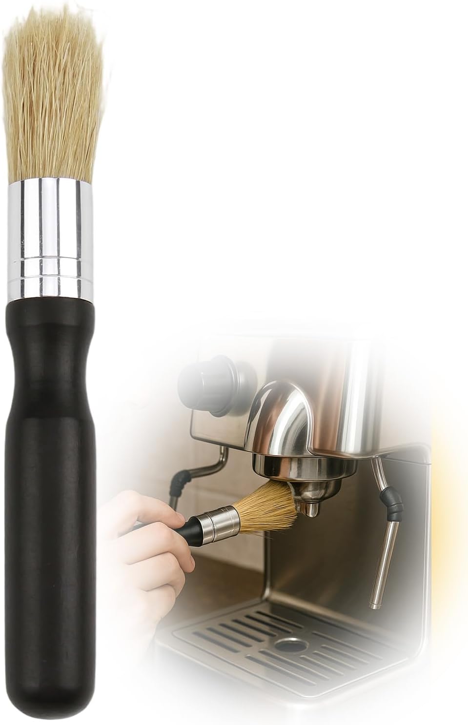 Barista Brush - Vegan Coffee Brush for Espresso Machines, Portafilter Accessories & Coffee Grinders, Sustainable Barista Accessories & Espresso Accessories for Effective Cleaning