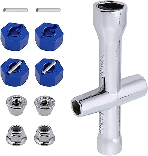 4 adaptadores de rueda hexagonales de aluminio de 0472in y tuercas de bloqueo con brida M4 para traxxas Slash 110 2WD manguera Traxxas Traxxas