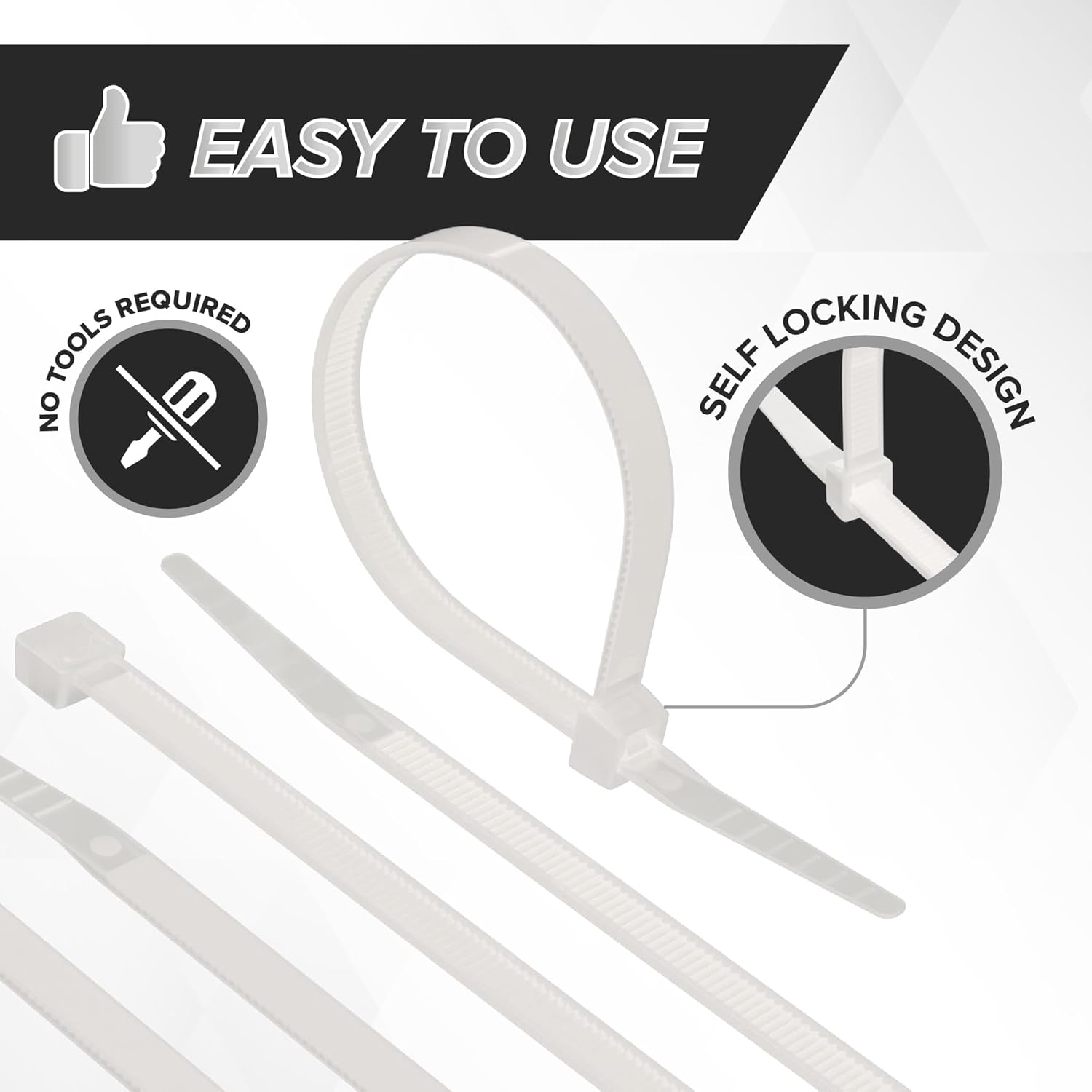 THE CIMPLE CO 21-Inch Zip Ties - Indoor/Outdoor Cable Ties for Cord and Wire Management, No Tools Needed - Strong Nylon Cable Holders 21 IN, 100 Pack, White