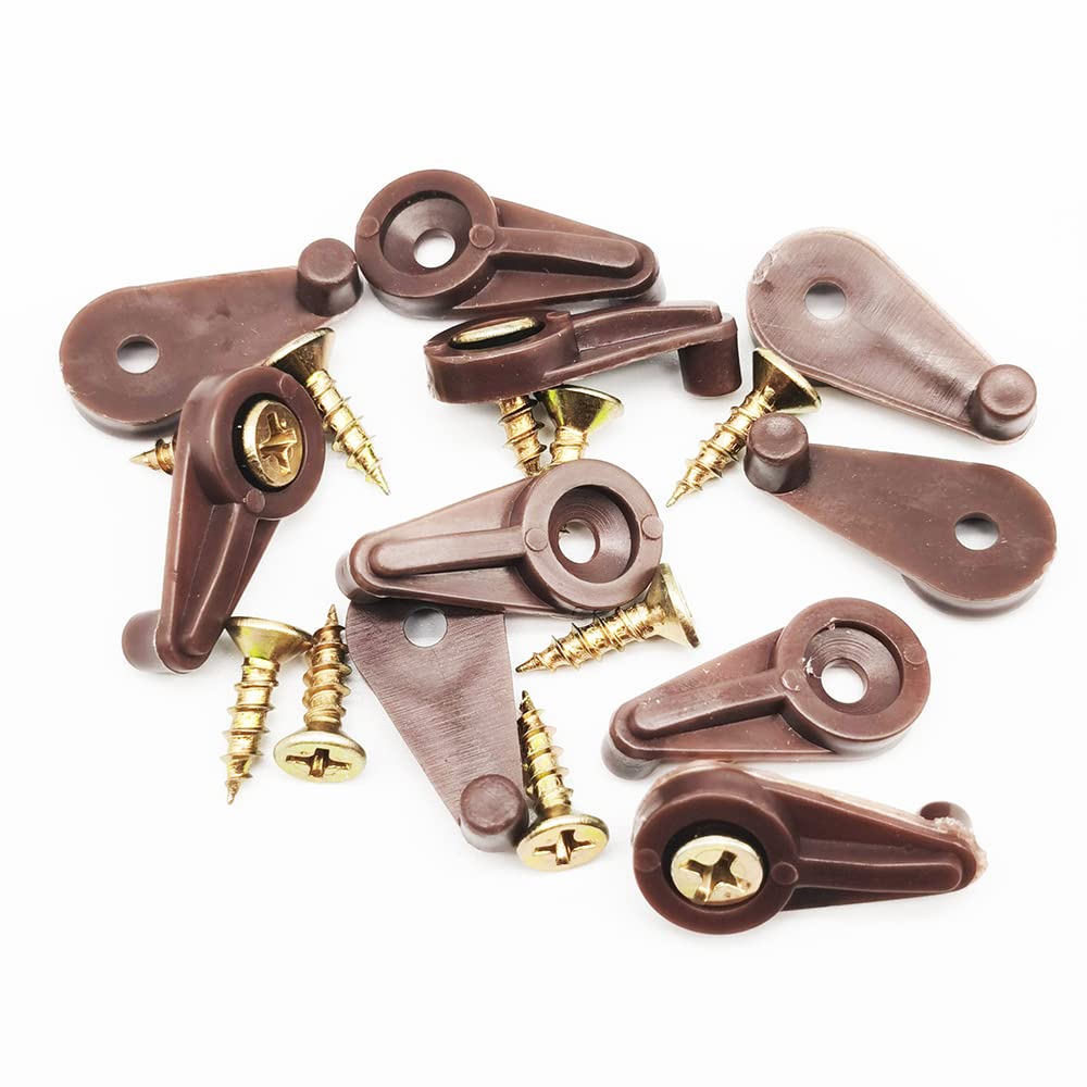 Alamic 5mm Cabinet Glass Retainer Clips – Plastic Window & Screen Clips With Screws For Secure Glass Installation (100 Pack, Brown)