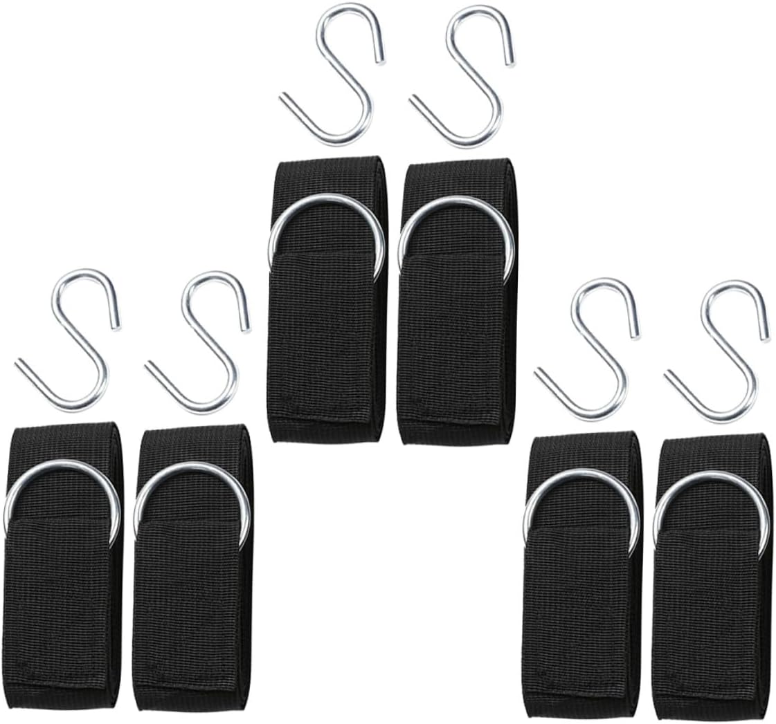 6pcs Adjustable Hammock Rope Straps with Heavy-Duty S-Hooks, Tree Swing Hanging Kit for Outdoor Camping and Patio Use, Reinforced Thick Rope Hammock Suspension