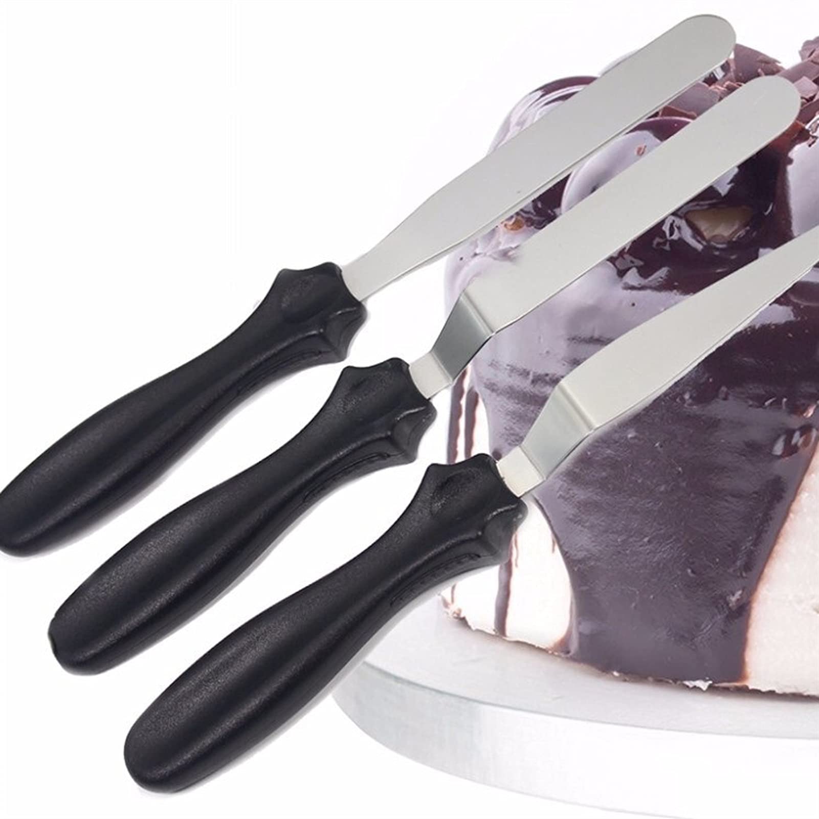 Teigschaber 3-teiliger abgewinkelter Spatel mit PP Griff Mehrzweck-Spatel-Kuchen-Deko-Küchenspatel zum Kochen, Backen und Mischen Spatel (Color : Green)