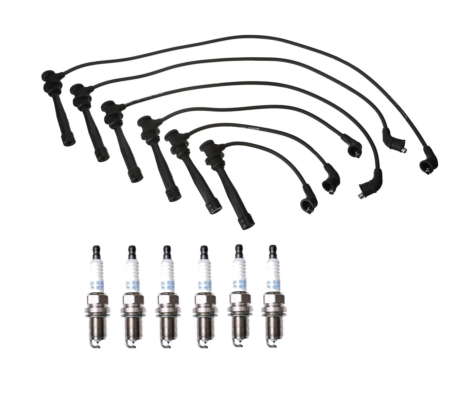 Wire Set 7mm & 6 Platinum TT Spark Plug .04 Kit For Hyundai Kia 2.7 2.5 V6