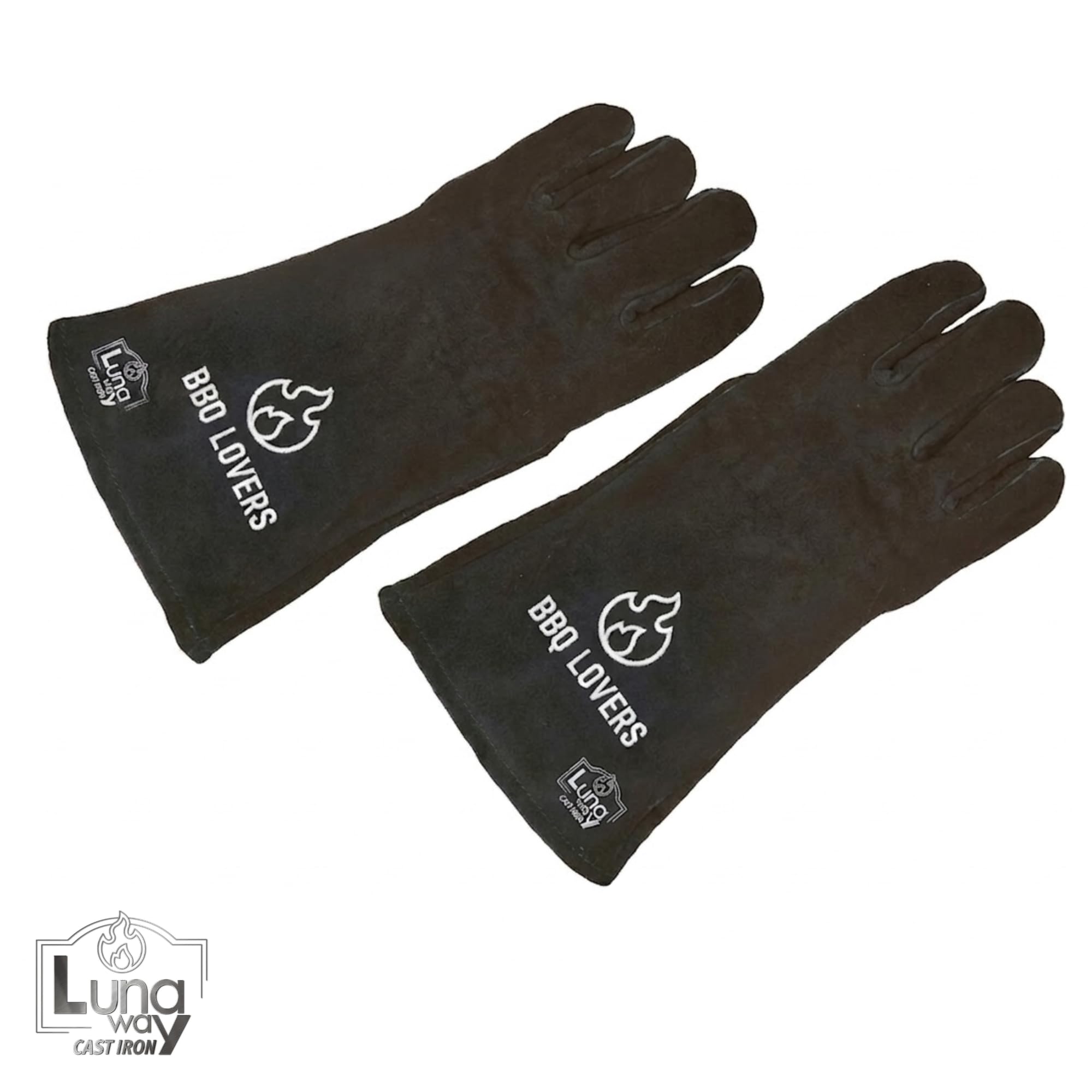 Guantes profesionales BBQ Lovers de piel de ante negra, resistentes al calor EN 407, guantes largos para horno y parrilla para protección del antebrazo, accesorios para barbacoa para hombre