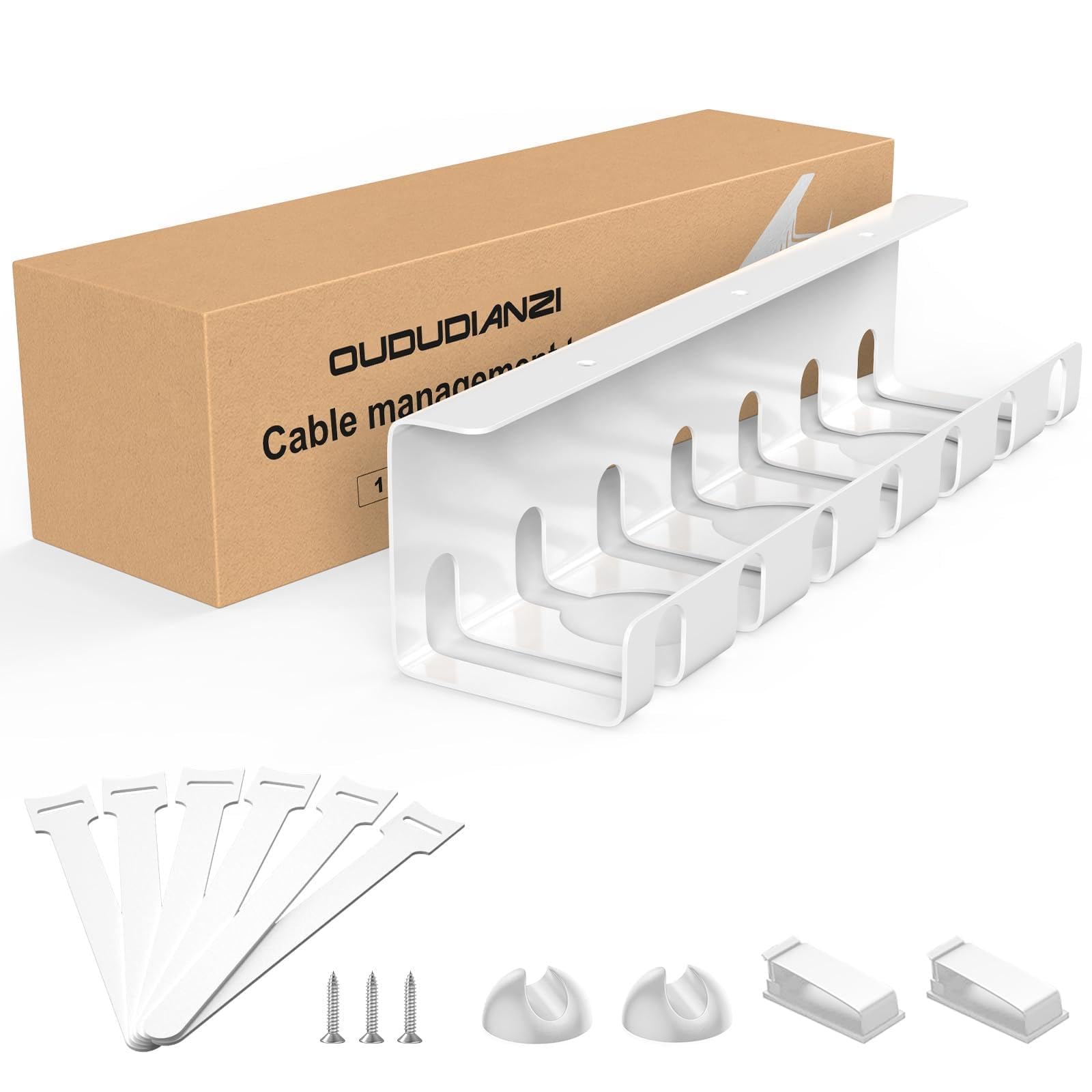 Oududianzi Raccogli Cavi Scrivania, Nascondi Cavi per Scrivania, Portacavi Sotto, Porta Cavi, Cable Management Under Desk, Organizer Cavi per Ufficio e Casa, Bianco