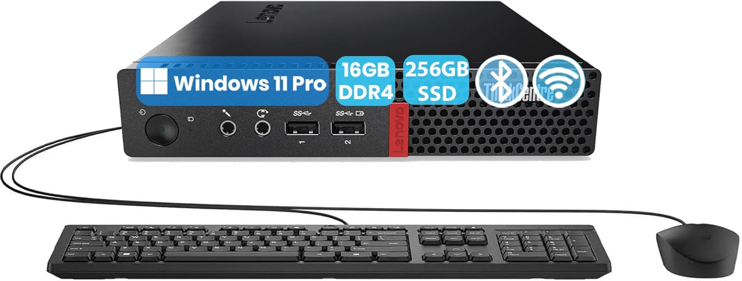 Lenovo ThinkCentre M710q Tiny Desktop Computer PC, Intel Core 6th Gen 3.2GHz, 16GB RAM, 256GB SSD, WiFi, DisplayPort, Windows 11 Pro (Renewed)