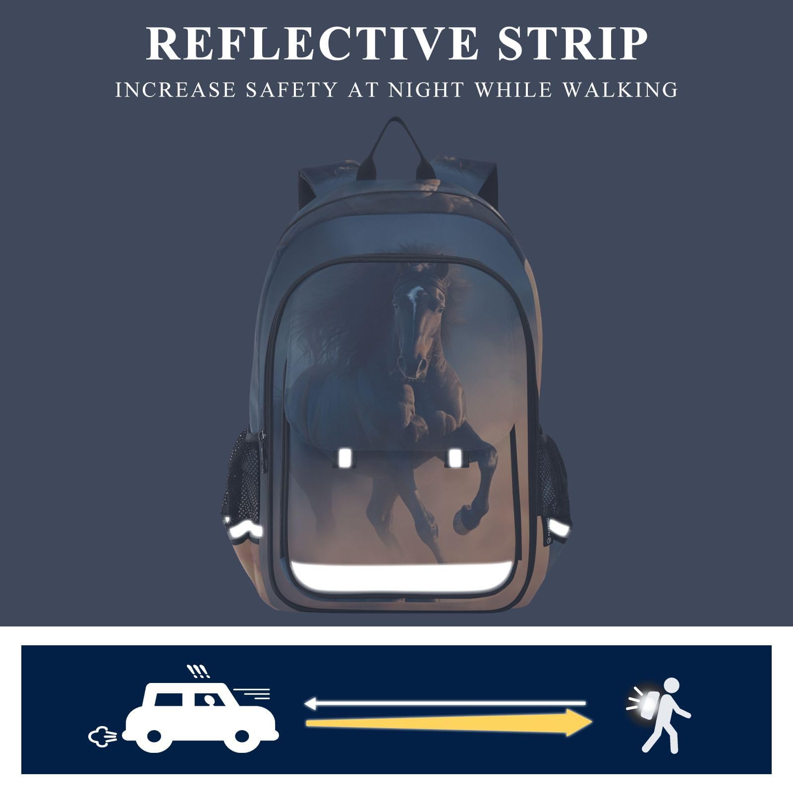 Poderoso Caballo Corriendo Naturaleza Mochila Escolar para Estudiantes,Mochila para Niños y Adolescentes Ideal para Viajes