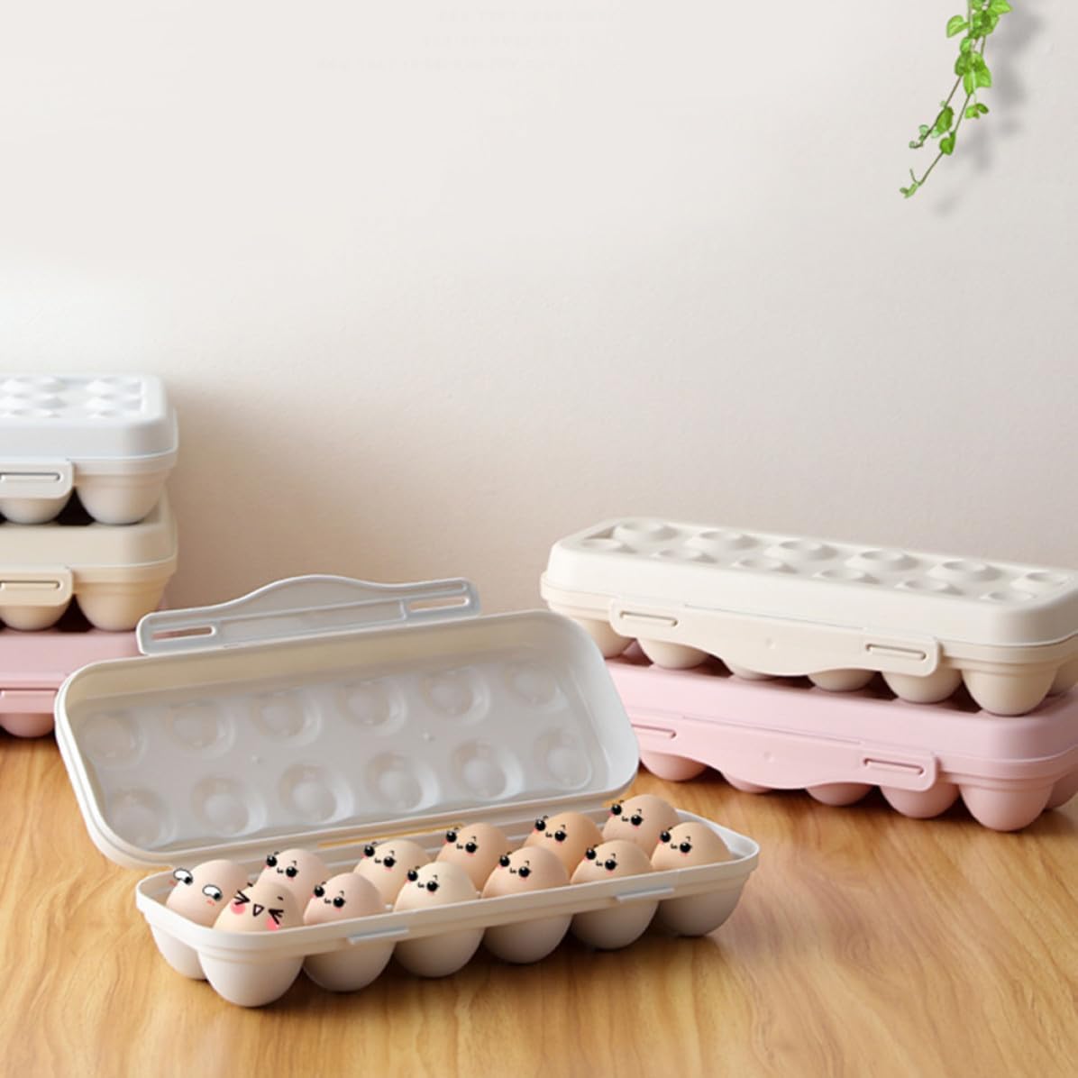 2pcs Grids Egg Storage Container with Lid for Refrigerator