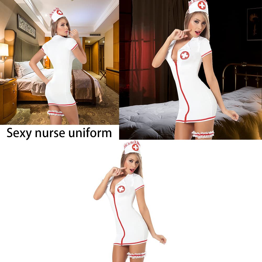 Damski seksowny kostium pielęgniarki zestaw Copsplay mundur strój, bielizna pielęgniarka seksowny kostium sypialnia miesiąc miodowy cosplay odzież pielęgniarki, rozmiar, biały