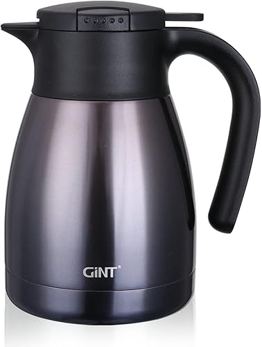 Miniatura 2 de GiNT Jarra térmica de café de 34 onzas + vaso aislado de 17 onzas, taza de té de viaje con tapa deslizante y tapa abatible con filtro (rosa)