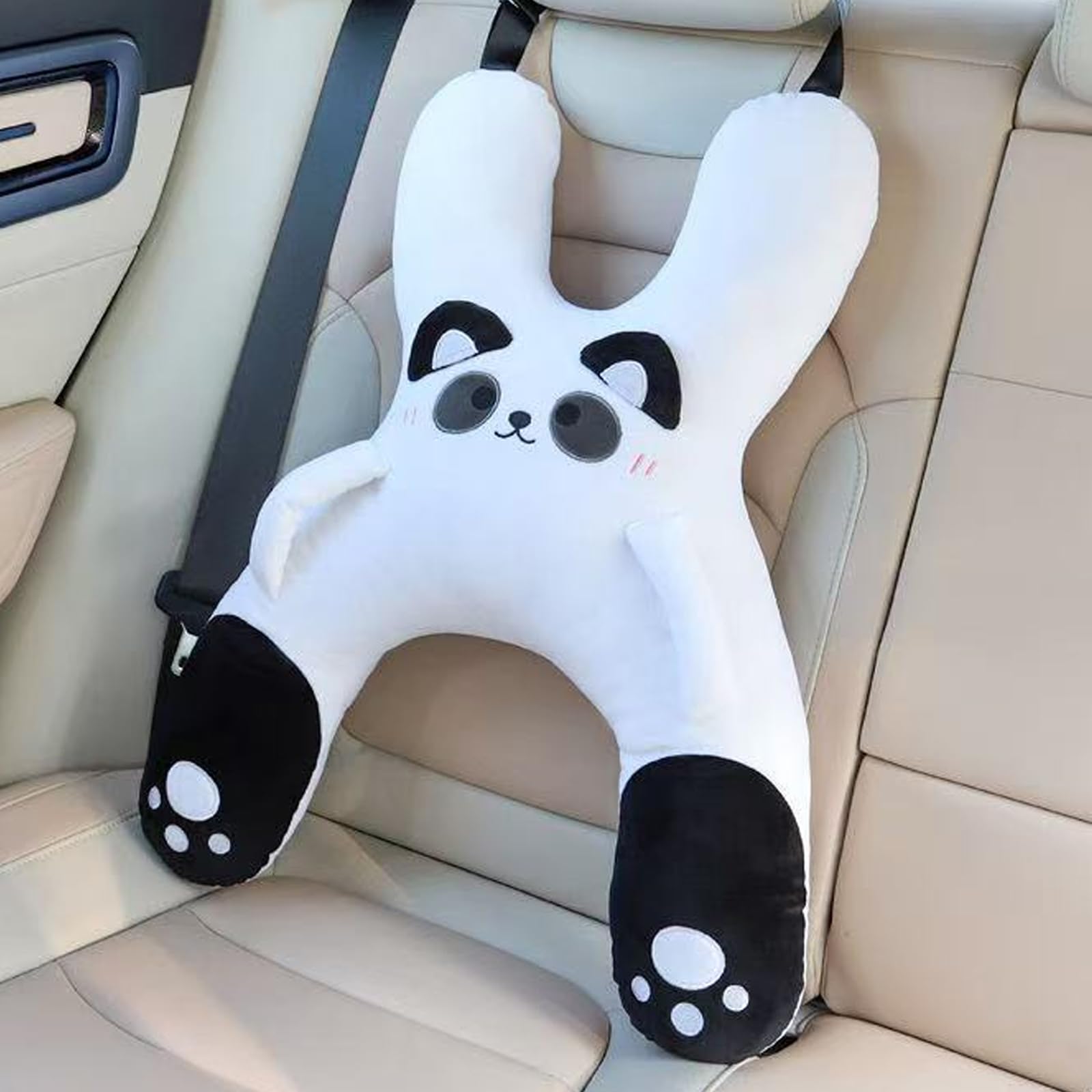 Almohada para dormir en forma de H, para coche, para niños, para dormir, adecuada para viajes, coche, avión, tren, autoconductor, viaje (blanco y negro)