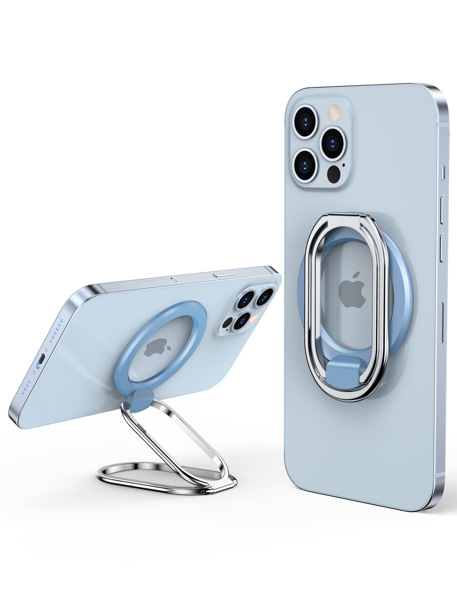 【2025 Upgraded】 Mag Safe Phone Ring Holder, SUPERONE Adjustable Magnetic Kickstand & Removable Phone Grip Compatible with Wireless Charging Only for iPhone 16 & 15 & 14 & 13 & 12 Series - Sierra Blue