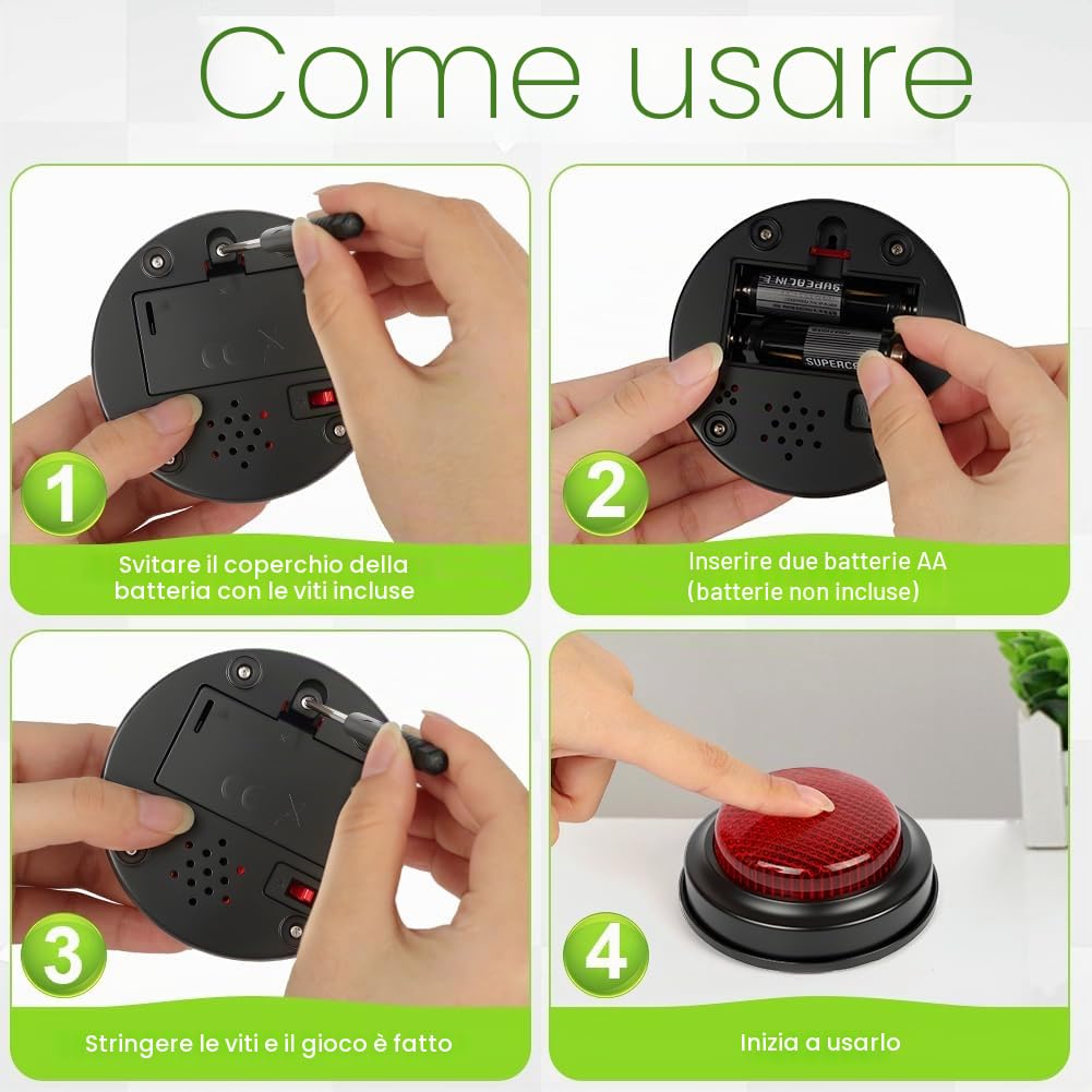 4PCS Quiz Buttons, Buzzer Game Show Buttons, Rispondi Al Cicalino Con Luce E Suono Di Allarme, Pulsanti Colorati, Giochi Per Bambini, Materiale Didattico, Giochi Quiz, Gioco Di Famiglia