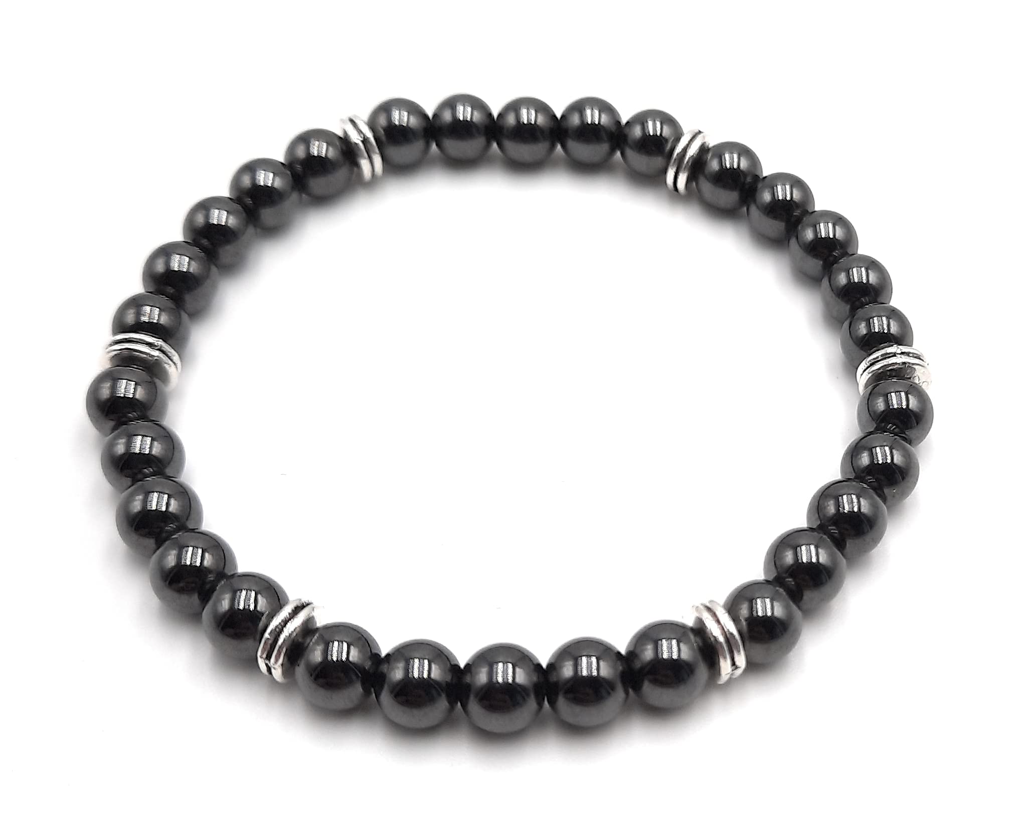 Lot de 3 Bracelets Magnétite en Pierres Naturelles (aimant naturel) Qualité AAA | Taille personnalisée de 12 à 22 cm au choix | Perles rondes 6 mm | Création Artisanale Française