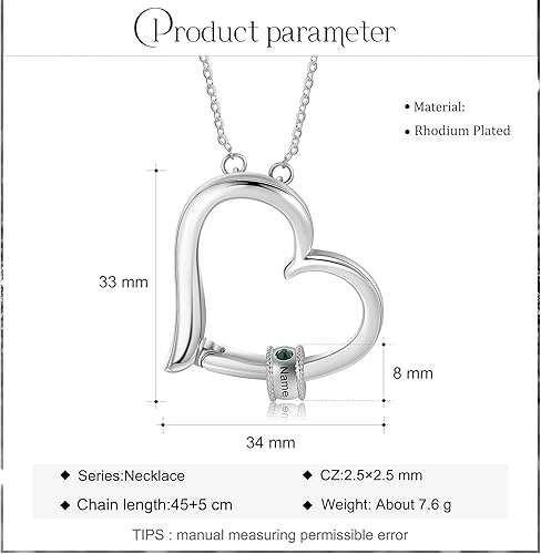 Miniatura 2 de Collar personalizado con corazón para madre con 1-5 nombres, collar de piedra natal personalizado para mamá, regalos de joyería personalizados para