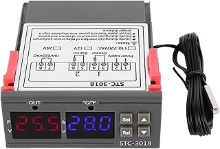 Temperature Controller, Microcomputer Digital Double Screen Double Display NTC Sensor Thermostat with Cable Length 1M STC-3018(24V)