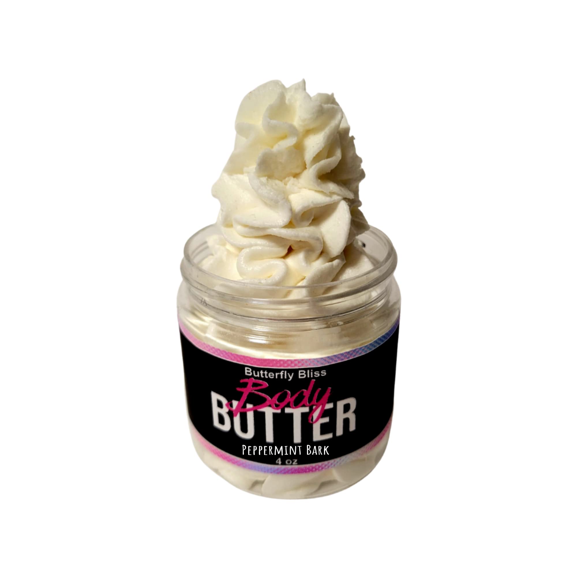 Peppermint Bark Whipped Body Butter, natural lotion, organic, 4oz jar, made with shea butter, mango butter, coconut oil, almond oil