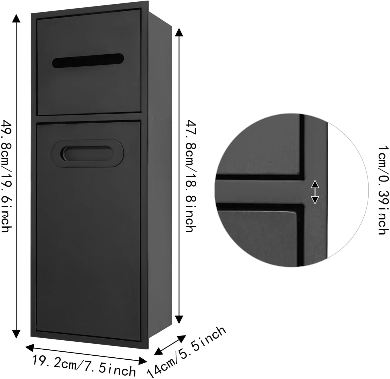 2.91 Gal Recessed Toilet Paper Holder with Storage, 304 Stainless Steel Bathroom Trash Can Holder Cabinets, Shower Niche Recessed Tilt Out Trash Bin Cabinet for Bathroom Storage (7.5 x 5.5 x 19.6 in)