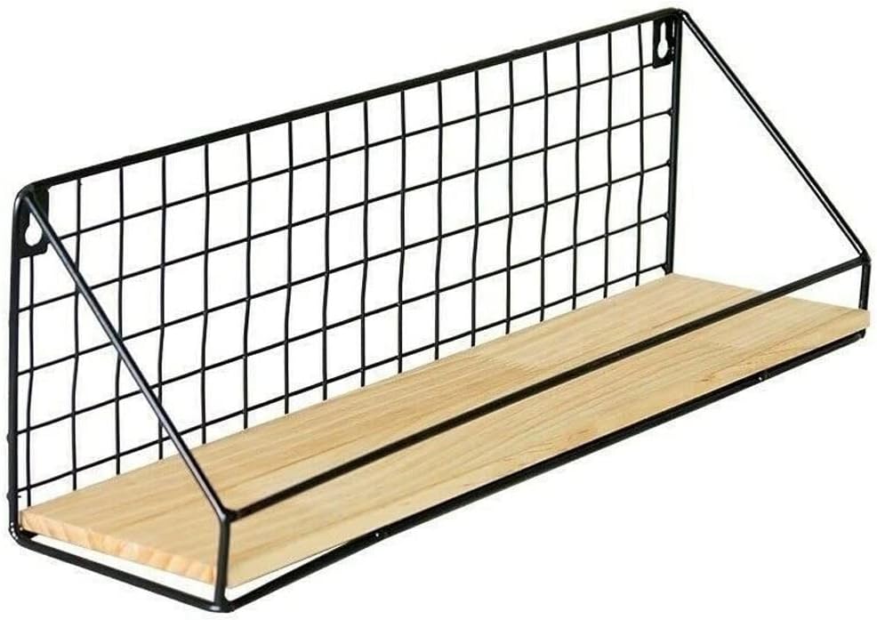JSEIAJB Wooden&Iron Wall Shelf Organizer Holder Kitchen Supplies Hanging Storage Cabinet Organizer For Home/Bathroom(Onecolor)