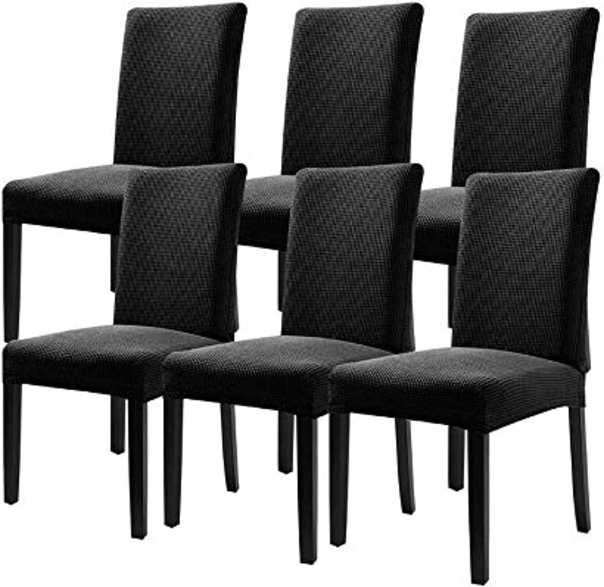 Beauenty Washable Short Dining Chair Slipcover - Set of 6 Pieces