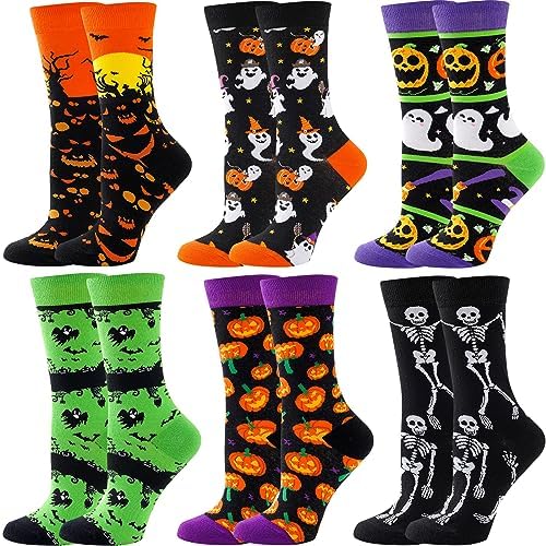 BISOUSOX Halloween Socks Women Pumpkin Skeleton Socks Crazy Funny Dress Novelty Cute Sock Halloween Gifts for Women Girls
