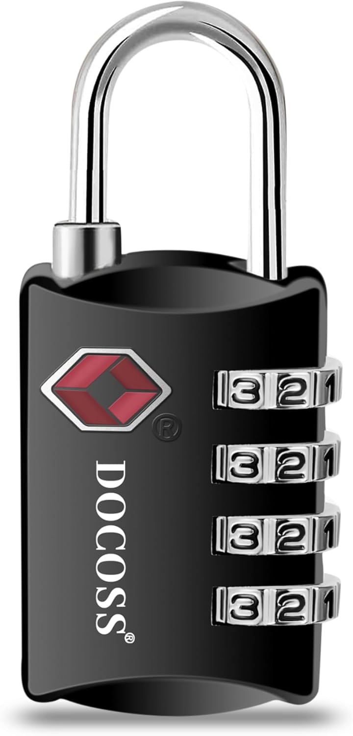 DOCOSS Metal Luggage Lock, BLACK (1 PC), S