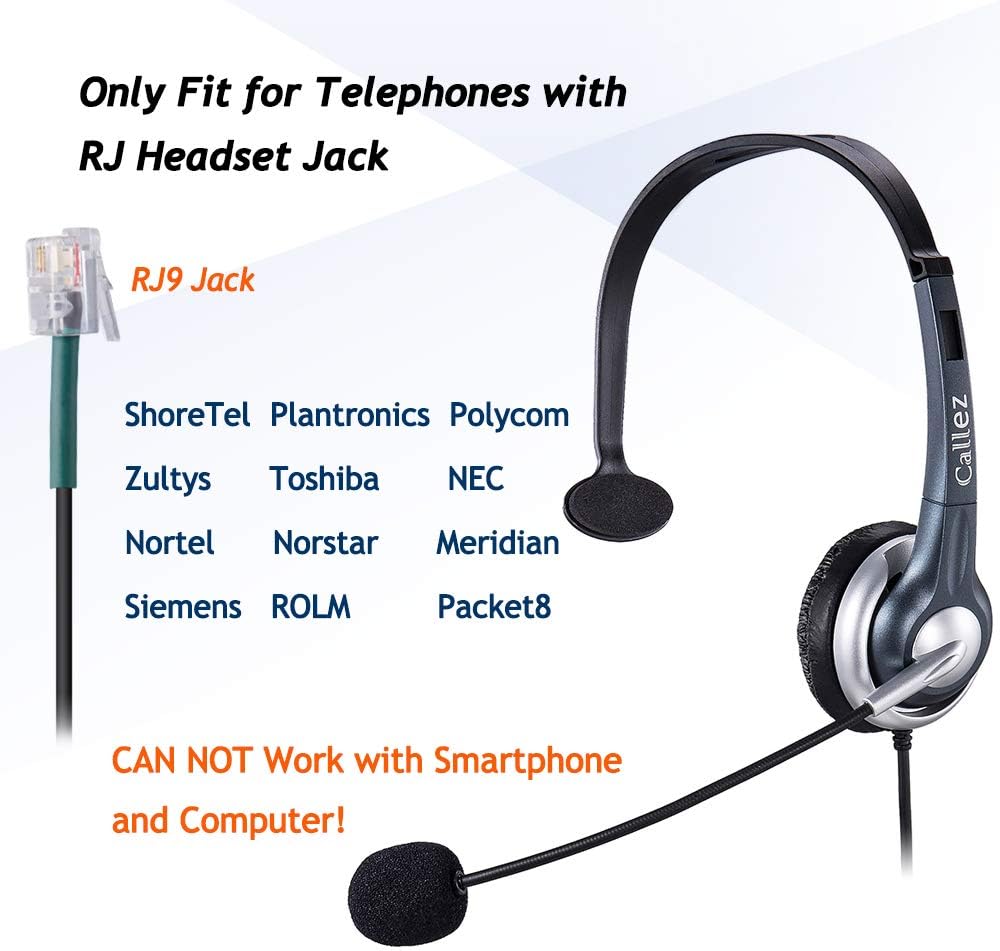 Bеѕt Cуbеr Dеаlѕ 🔥 Callez C300A2 Wired Telephone Headset Mono, Call Center RJ Headphones with Noise Canceling Mic Compatible with ShoreTel 480 Plantronics T10 Polycom Zultys Toshiba NEC DT300 Siemens Landline Deskphones