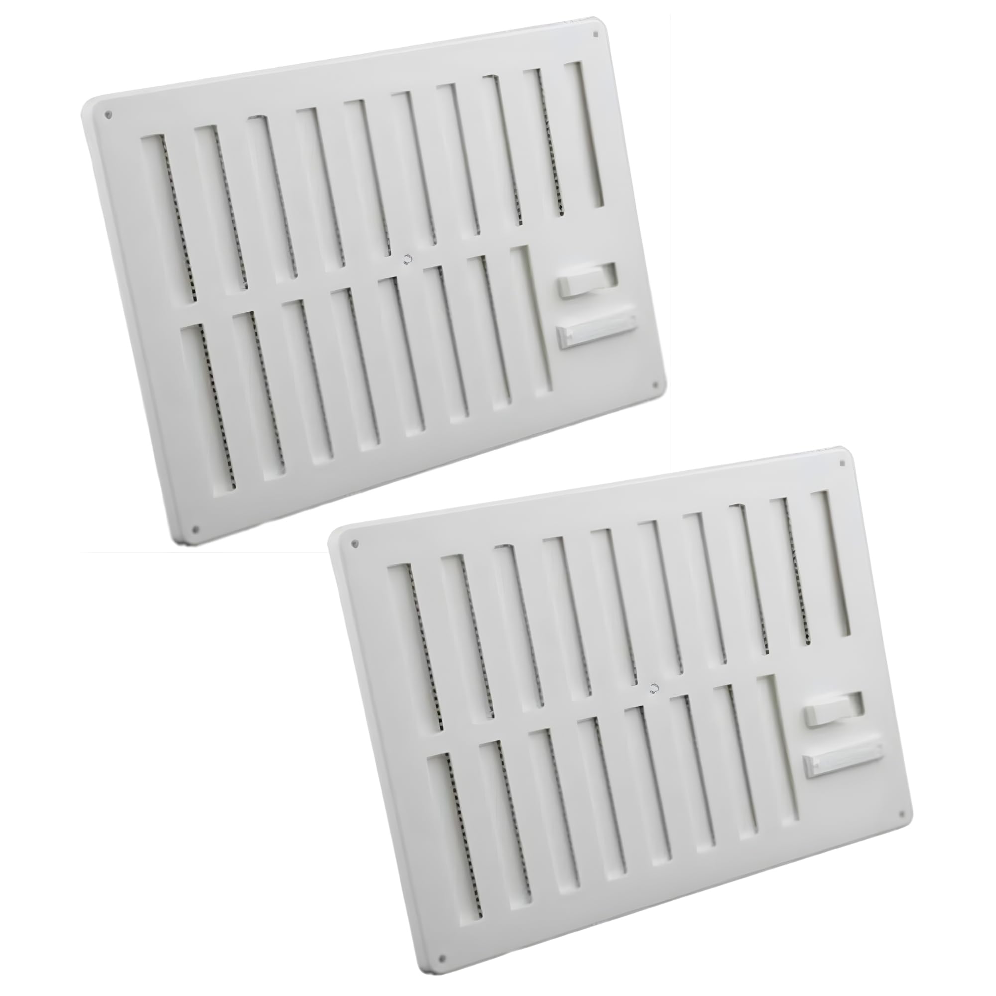 Hit & Miss Vent with Flyscreen (2 Pack | White | 9in x 6in) - Adjustable Air Vent 9x6 Inch - Wall, Door & Ceiling Ventilator with Slide Control - Integral Flyscreen Keep Insect Out